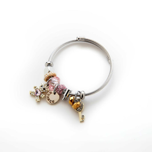 Bear & Key Charm Bracelet