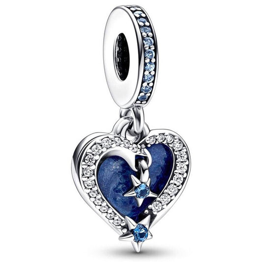 Blue Zircon Heart Dangle Charm
