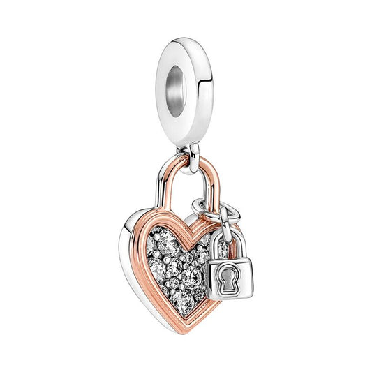 Heart and Lock Dangle Charm