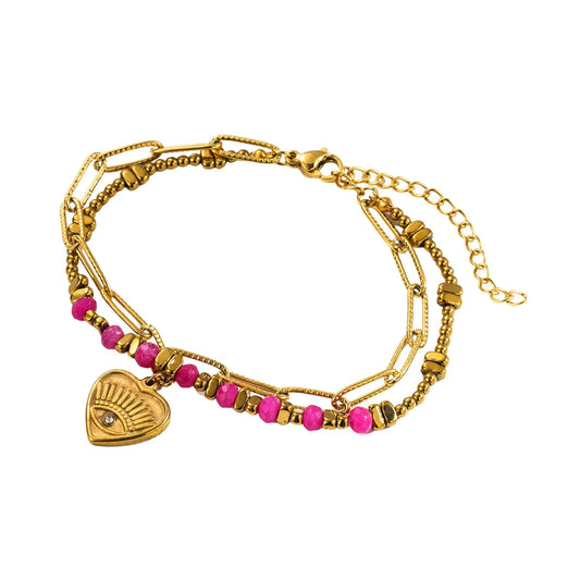 Pink Aura Evil Eye Bracelet