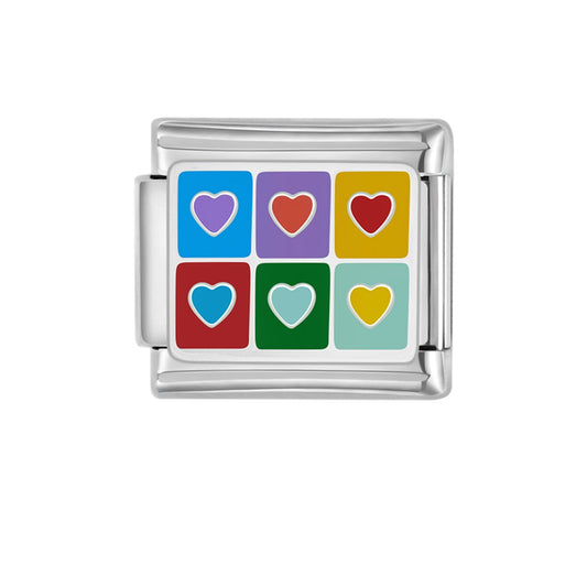 Retro Hearts Charm