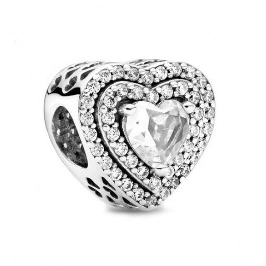 White Zircon Heart Charm
