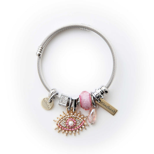 Beaded Evil Eye Charm Bracelet