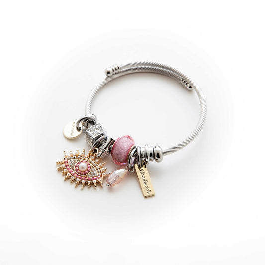 Beaded Evil Eye Charm Bracelet