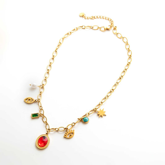 Red Emulet Charm Necklace