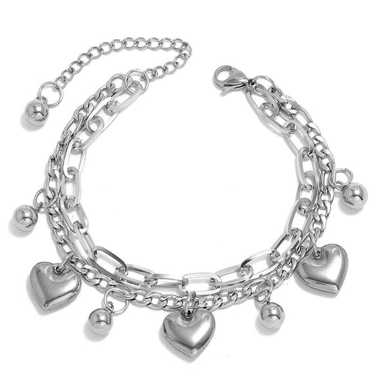 Silver Hearts Charm Bracelet