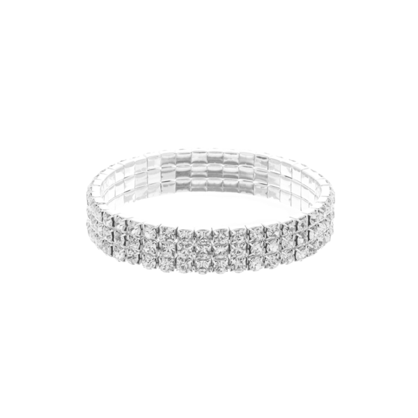 Elastic Triple Row Tennis Bracelet - Silver